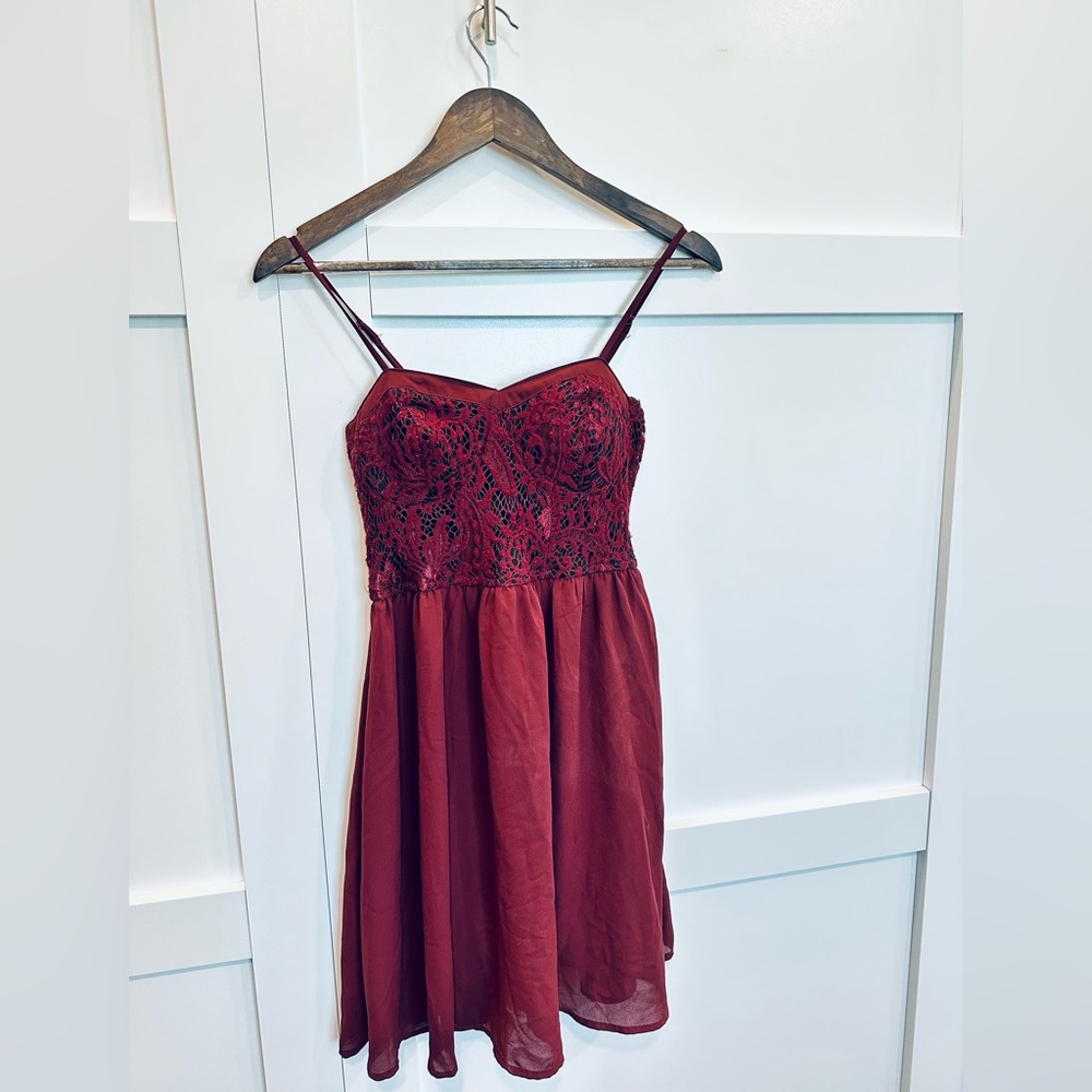 Burgundy A line bustier style dress